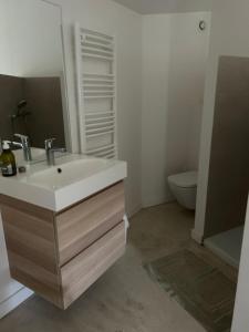 a bathroom with a sink and a toilet at My Home in lourmarin in Lourmarin