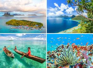 a collage of photos of the island of coron in theilippines at OHHSEM Hotel in Semporna