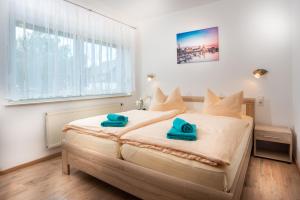 Letto o letti in una camera di Pension Am Weinberg Sächsische Schweiz