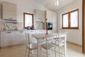 a kitchen with a table and chairs in a kitchen at Villa Bali in Kaštelir