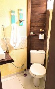 a bathroom with a toilet and a shower at Home suíte taipu in Marau