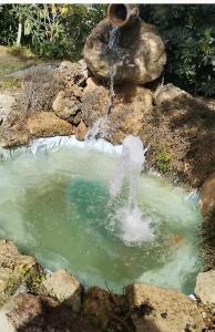 una fuente en una piscina de agua con rocas en Casa scopelliti, en Calasetta