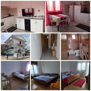 a collage of photos of a kitchen and a living room at Apartments Pasta in Poljica