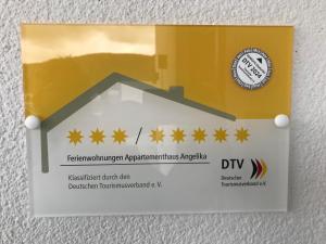 Certifikát, hodnocení, plakát nebo jiný dokument vystavený v ubytování Appartementhaus Angelika