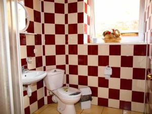a bathroom with a toilet and a sink at Audrones sodyba in Šventoji +61 photos