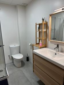 a bathroom with a toilet and a sink and a tub at Apartamento tipo loft valencia in Paiporta +37 photos