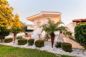 a house with palm trees in front of it at Villa Eleni in Soroni