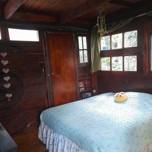 una camera con un letto in una stanza con finestre di Selva Nuez a San Antonio