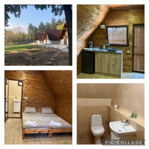 a collage of pictures of a bathroom and a house at Вили Янкови in Dobri Dyal