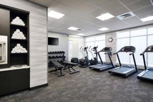 un gimnasio con cintas de correr y equipo cardiovascular en una habitación en Fairfield Inn & Suites Sheboygan, en Sheboygan