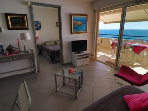 Televízia a/alebo spoločenská miestnosť v ubytovaní Appartement de 35m² avec Terrasse de 14m² en Front de Mer, Sète - FR-1-472A-254