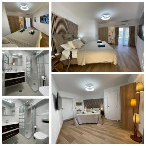 a collage of four pictures of a hotel room at Anna's garden in Torrevieja