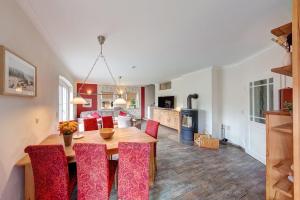 Una televisión o centro de entretenimiento en Stubbenfelde, Reetdachhaus Seeblick