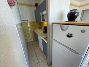 Kuchnia lub aneks kuchenny w obiekcie Saint-Cyprien : T2 cabine, climatisé, 6 pers, animaux admis, parking sécurisé - FR-1-106-78