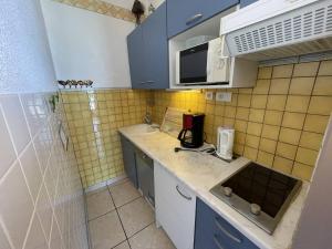 Kuchnia lub aneks kuchenny w obiekcie Saint-Cyprien : T2 cabine, climatisé, 6 pers, animaux admis, parking sécurisé - FR-1-106-78