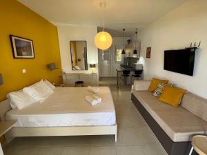 A television and/or entertainment centre at Seafront studio - Akti Elia