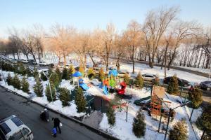 an aerial view of a playground in the snow at ЖК Радужный берег РБ 14 in Turksib