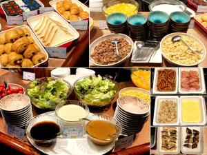 uma colagem de imagens de diferentes tipos de alimentos em Kitami Daiichi Hotel - Vacation STAY 73134v em Kitami
