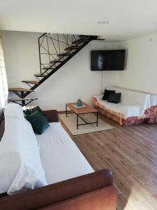 sala de estar con 2 camas y TV en Kuća za odmor Kustura en Ilok