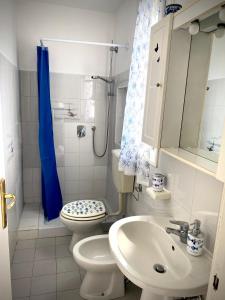 un piccolo bagno con servizi igienici e lavandino di La casetta di Andreina a Sarzana