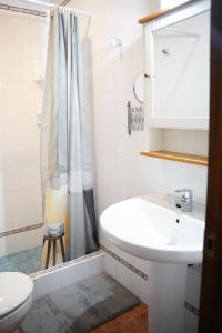 a bathroom with a sink and a toilet and a shower at Caseta Montanyana in Deltebre