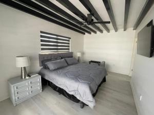ein Schlafzimmer mit einem großen Bett und einem Fernseher in der Unterkunft Ocean View, Private, Quiet in Chapultepec
