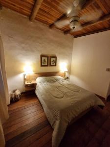 a bedroom with a large bed and two lamps at Pindó I in Concordia