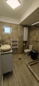 a bathroom with a sink and a toilet at Apartament 1 Mai bloc nou-Self check-in in Craiova