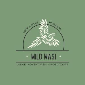 un logotipo para un puesto de avanzada de avispas salvajes con un pájaro en el medio en Wild Wasi Lodge - Adventures - Guided Tours, en Puyo