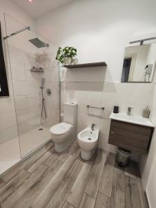 W łazience znajduje się toaleta, umywalka i prysznic. w obiekcie B&B CESARE'S Guests w mieście Aci Trezza