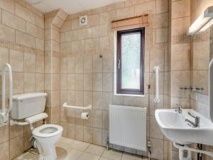 a bathroom with a toilet and a sink at Barn Owl in Horsford