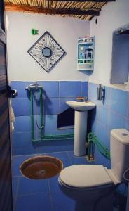 a bathroom with a toilet and a sink at Hike and Chill Homestay in Tinerhir