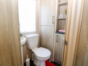 uma pequena casa de banho com WC e lavatório em Freddy's Lodge, Foxburrow Hang em Great Yarmouth