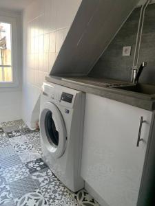 una lavadora en una cocina con fregadero en appartement catimini en Dijon