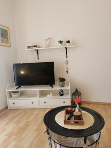 Televízia a/alebo spoločenská miestnosť v ubytovaní Apartments Irena with sea view