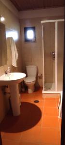 W łazience znajduje się toaleta, umywalka i prysznic. w obiekcie Casa de Campo - Casa da Ribeira 