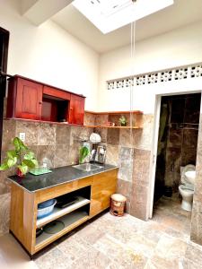 a kitchen with a sink and a toilet at Ngo Family Homestay in Hoi An