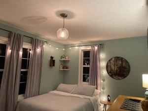 um quarto com uma cama e uma janela em Solar Roof, eco-friendly home em Baltimore