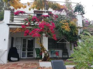 a house with flowers on the side of it at la fontana in Cortes de la Frontera