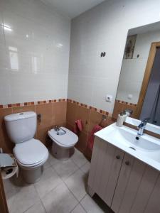 a bathroom with a toilet and a sink at Acogedor apartamento cerca de la playa in Moncófar