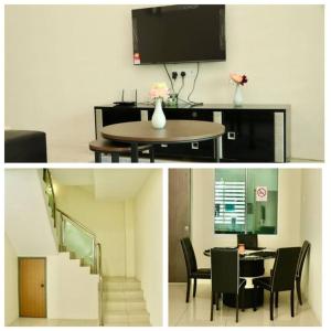 2 Bilder von einem Wohnzimmer und einem Esszimmer in der Unterkunft Ipoh Tambun Lost World Le Greens in Ipoh