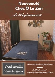 a poster of a bed in a room at o le zen in Saint-Juire-Champgillon