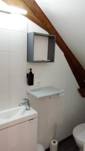 a bathroom with a sink and a toilet at Le Relais de Jeanne in Orbigny