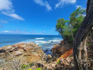 - une vue sur l'océan depuis une plage rocheuse dans l'établissement Villa Sunshine, à La Trinité