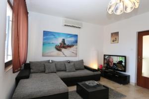 een woonkamer met een bank en een tv bij Apartment Lidija in Šilo