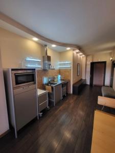 um quarto amplo com uma cozinha e uma sala de estar em Meza House Apartment em Jūrmala