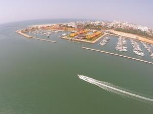 an aerial view of a harbor with boats in the water at Hotel Santa Catarina Algarve in Portimão