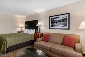 ein Hotelzimmer mit einem Sofa und einem Bett in der Unterkunft Quality Inn Denver Tech Center in Englewood