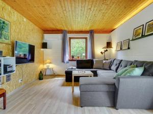 un soggiorno con divano e TV di Holiday Home Merita - all inclusive - 1-1km from the sea by Interhome a Eskebjerg