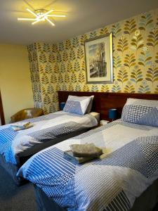 two beds sitting next to each other in a room at Acer Lodge Guest House in Edinburgh